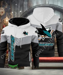 San Jose Sharks NHL Hockey Black White Printed Hoodie