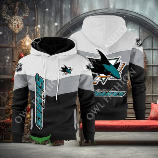 San Jose Sharks NHL Hockey Black White Printed Hoodie