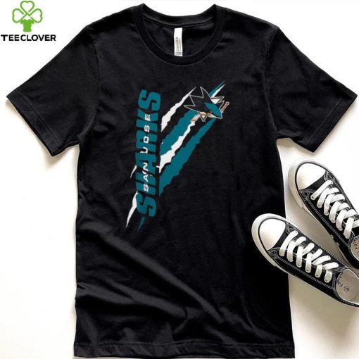 San Jose Sharks Starter Black Color Scratch T Shirt