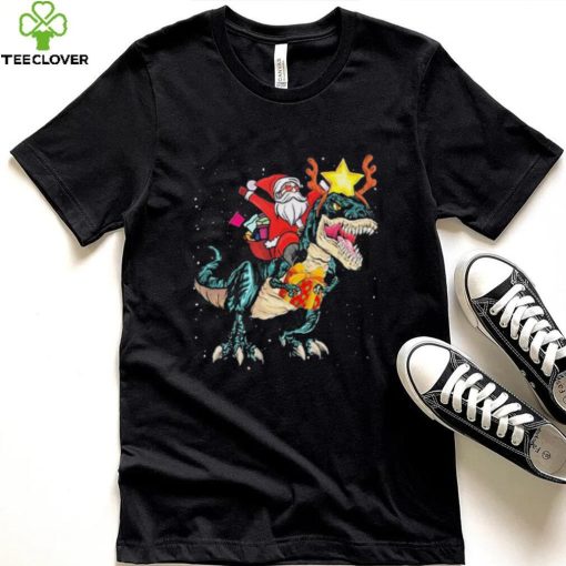 Sana Riding Dinosaur Rex Chrismas Pary Boys Shirt