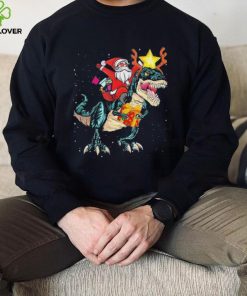 Sana Riding Dinosaur Rex Chrismas Pary Boys Shirt