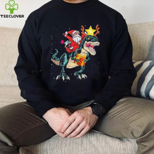 Sana Riding Dinosaur Rex Chrismas Pary Boys Shirt