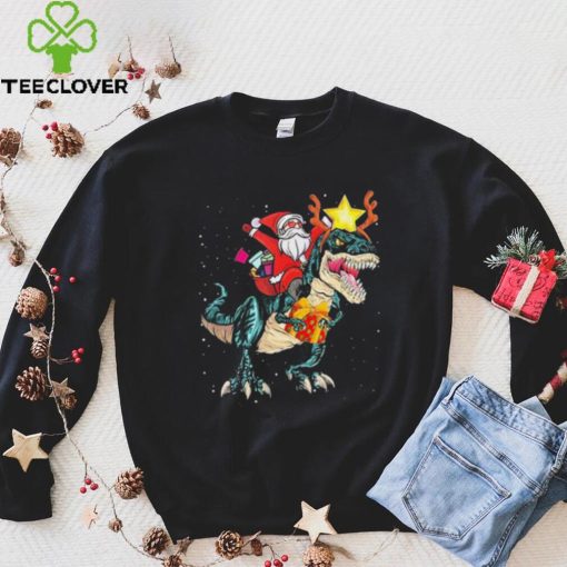 Sana Riding Dinosaur Rex Chrismas Pary Boys Shirt