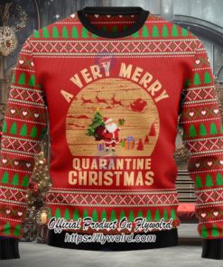 Santa A Very Merry Quarantine Christmas Ugly Christmas Sweater