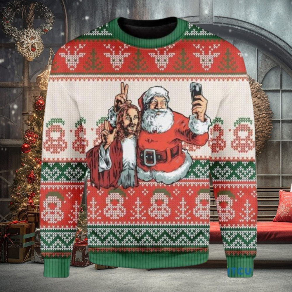 Santa And Jesus Christmas Personalized Unisex 3D Ugly Sweater Santa And Jesus Christmas Personalized Unisex 3D Ugly Sweater
