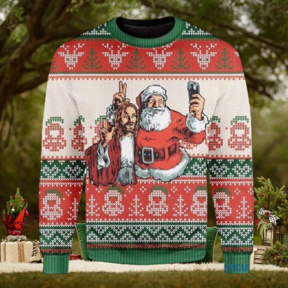 Santa And Jesus Christmas Personalized Unisex 3D Ugly Sweater Santa And Jesus Christmas Personalized Unisex 3D Ugly Sweater