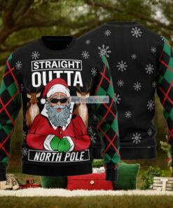 Santa And Reindeer Straight Outta North Pole Best Xmas Sweaters