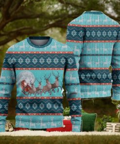Santa And Reindeer Ugly Christmas Sweater Knitted Gift For Men And Women