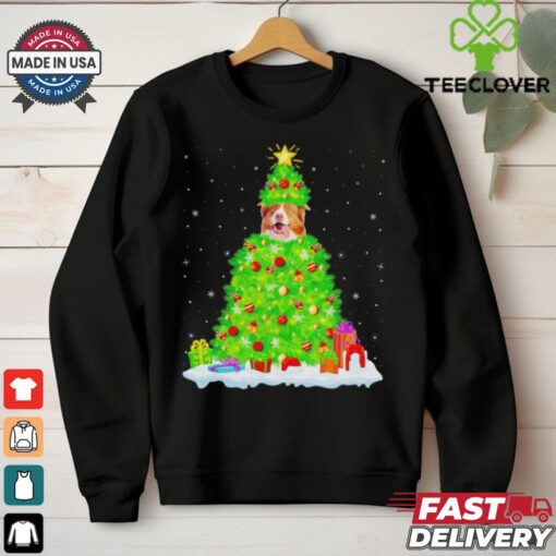 Santa Australian Shepherd Dog Christmas tree shirt