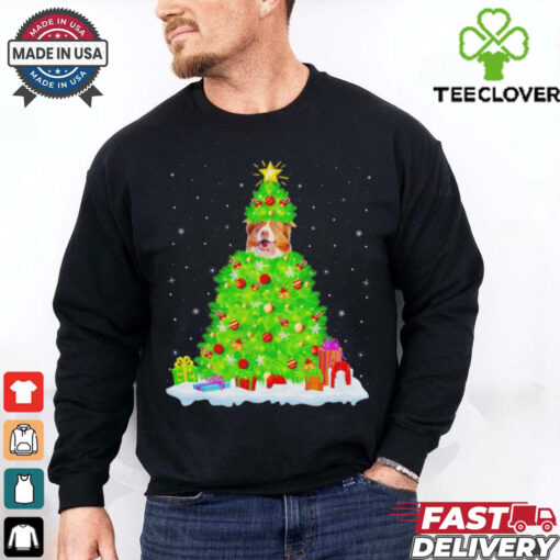 Santa Australian Shepherd Dog Christmas tree shirt