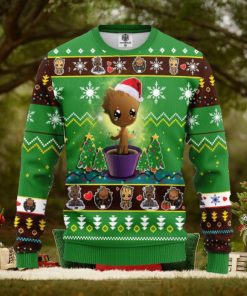 Santa Baby Groot Merry Xmas Gift AOP Print Christmas Ugly Sweater For Men Women