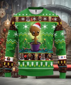 Santa Baby Groot Merry Xmas Gift AOP Print Christmas Ugly Sweater For Men Women