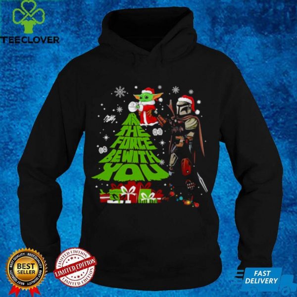 Santa Baby Yoda and santa Mandalorian may the force be with You Christmas hoodie, sweater, longsleeve, shirt v-neck, t-shirt