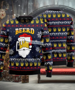 Santa Beerd Cup Blue Ugly Xmas Sweater