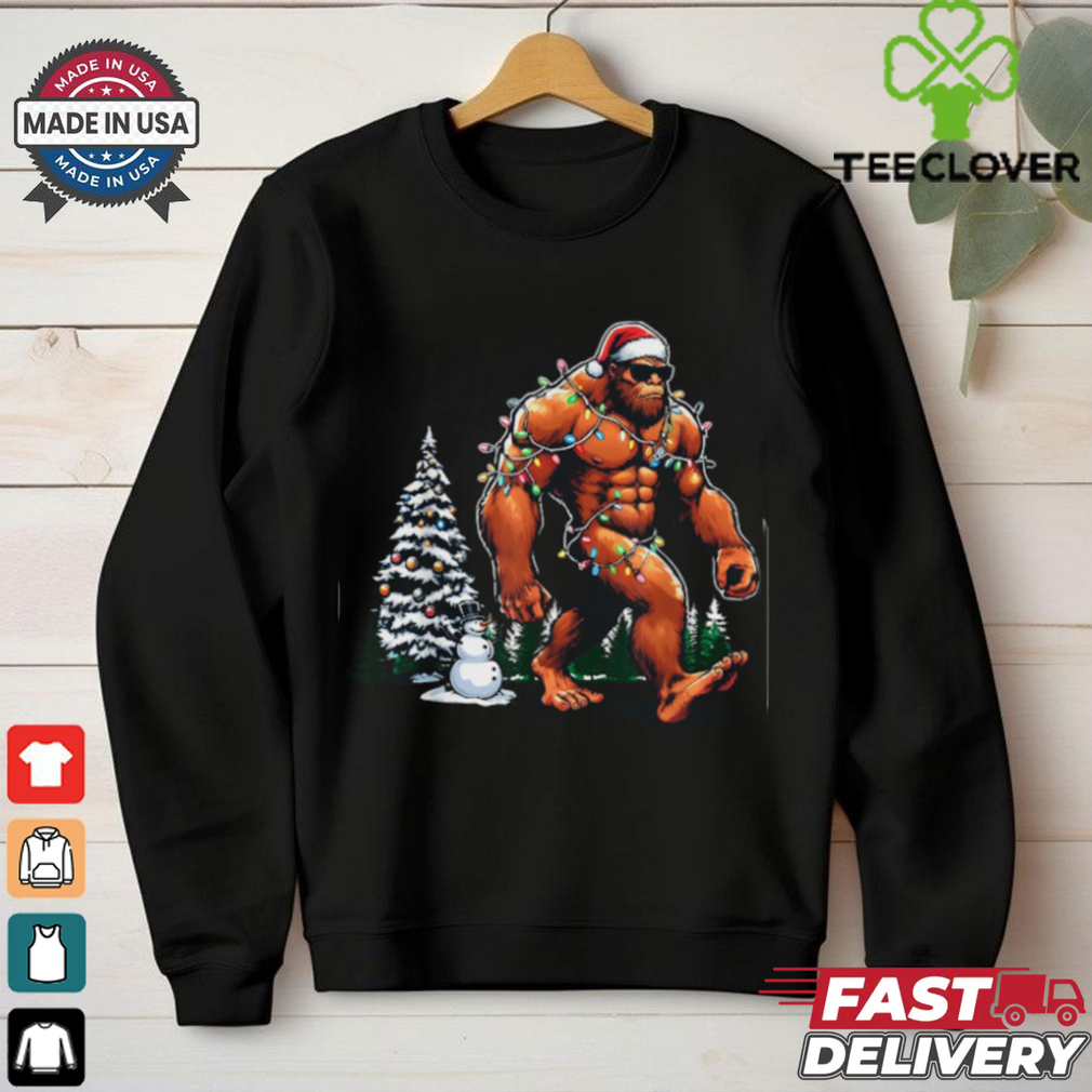 Santa Bigfoot Christmas Tree Lights Funny Sasquatch Believe T Shirt Recovered Santa Bigfoot Christmas Tree Lights Funny Sasquatch Believe T Shirt Recovered