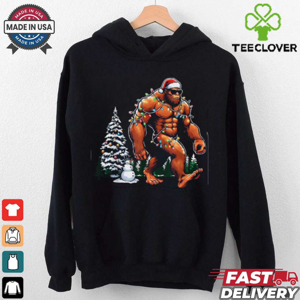 Santa Bigfoot Christmas Tree Lights Funny Sasquatch Believe T Shirt Recovered Santa Bigfoot Christmas Tree Lights Funny Sasquatch Believe T Shirt Recovered
