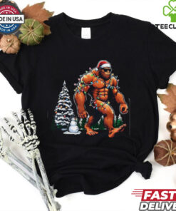 Santa Bigfoot Christmas Tree Lights Funny Sasquatch Believe T Shirt Recovered 3 Santa Bigfoot Christmas Tree Lights Funny Sasquatch Believe T Shirt Recovered