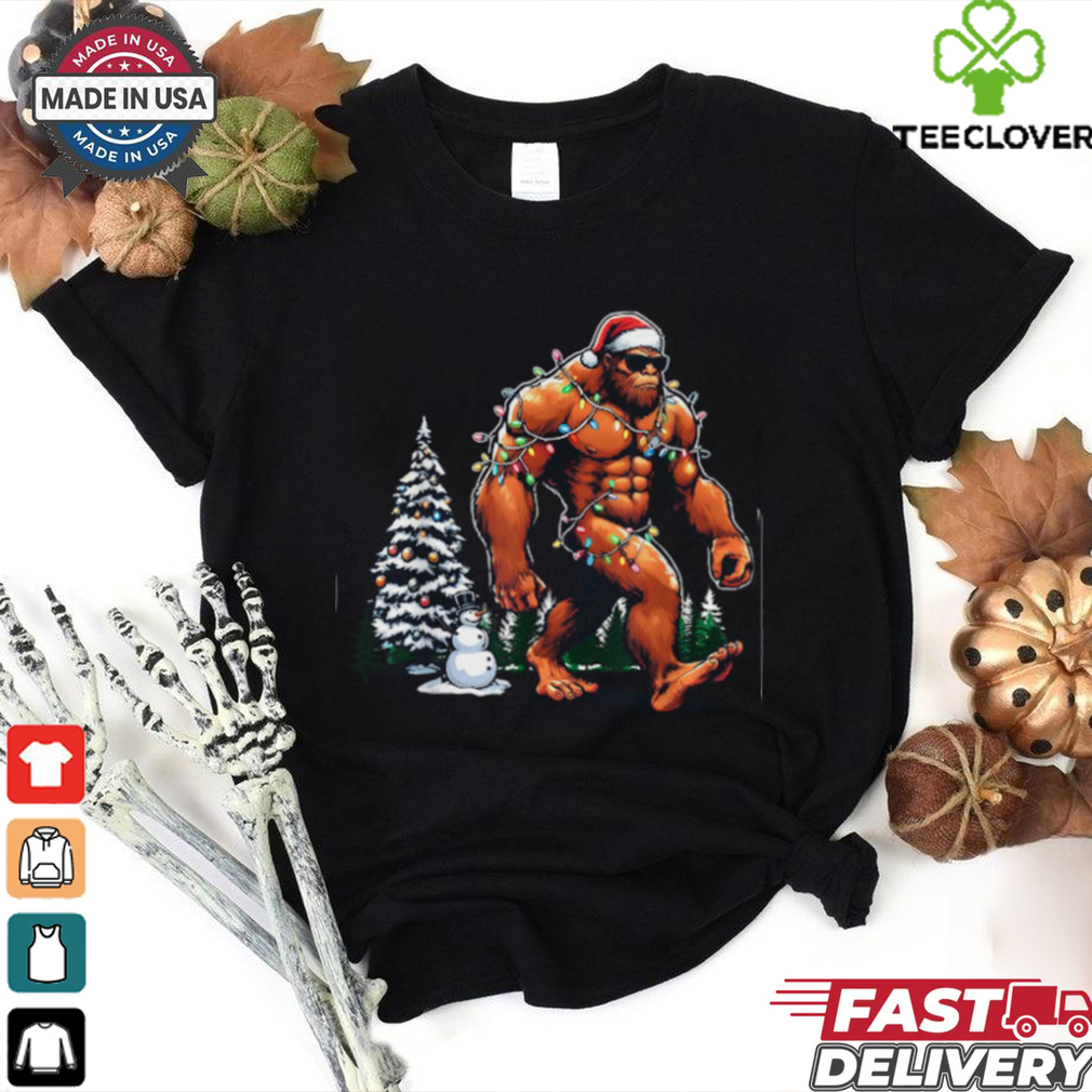 Santa Bigfoot Christmas Tree Lights Funny Sasquatch Believe T Shirt Recovered Santa Bigfoot Christmas Tree Lights Funny Sasquatch Believe T Shirt Recovered