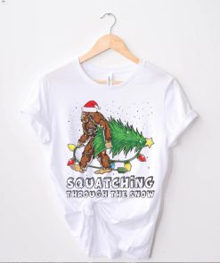 Santa Bigfoot Merry Squatching Through The Snow Christmas Tree Lights Sweater