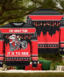 Santa Biker Oh What Fun It Is To Ride Get in the Festive Spirit Ugly Christmas Sweater