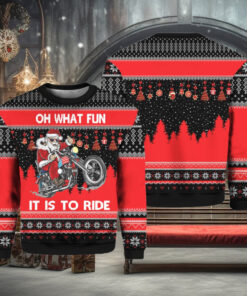 Santa Biker Oh What Fun It Is To Ride Get in the Festive Spirit Ugly Christmas Sweater