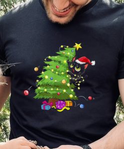 Santa Black Cat Tangled Up In Christmas Tree Lights India Shirt 6 Santa Black Cat Tangled Up In Christmas Tree Lights India Shirt