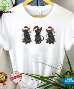 Santa Black Cats Light Christmas Shirt