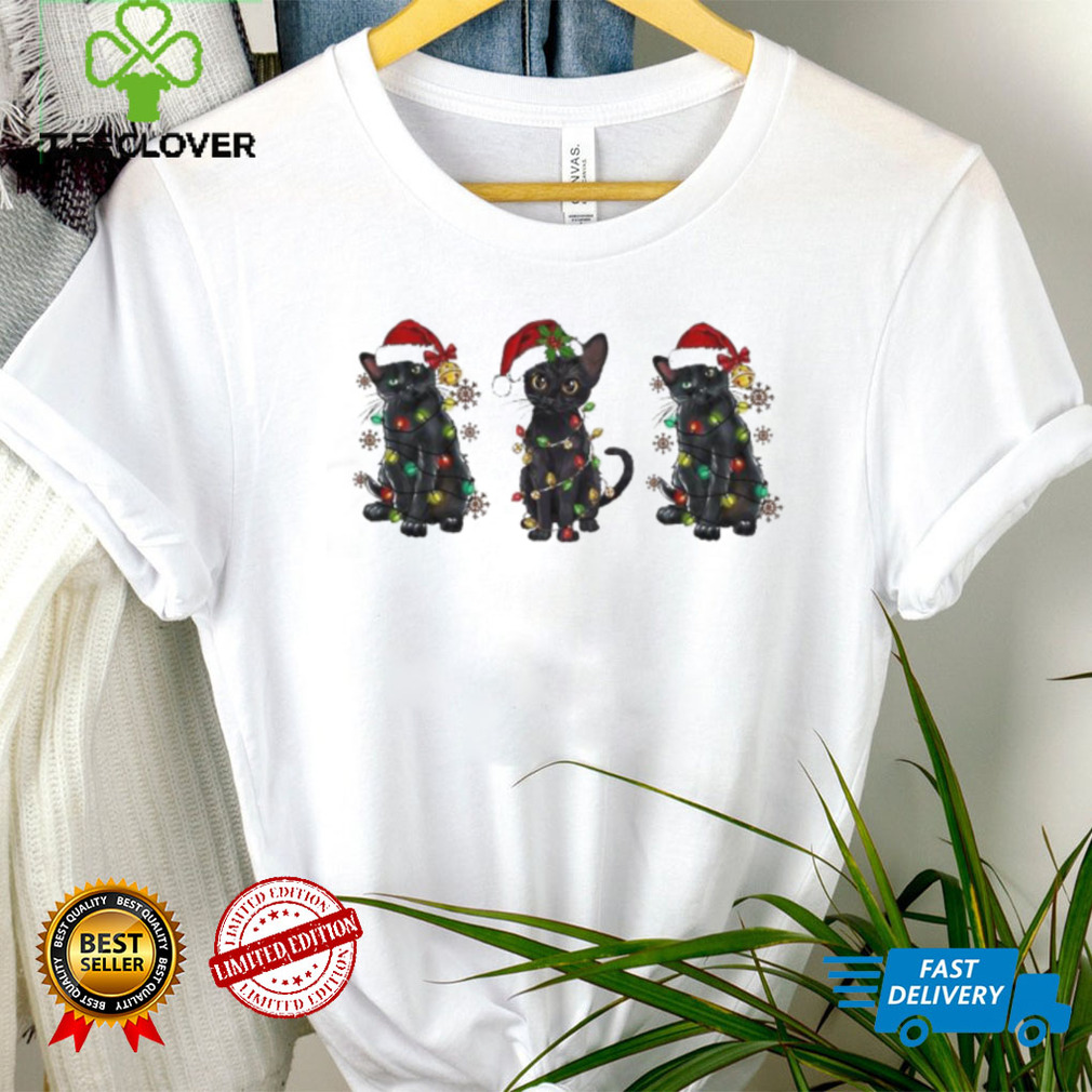 Santa Black Cats Light Christmas Shirt Santa Black Cats Light Christmas Shirt