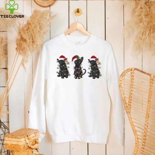 Santa Black Cats Light Christmas Shirt