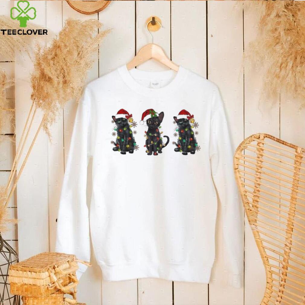 Santa Black Cats Light Christmas Shirt Santa Black Cats Light Christmas Shirt