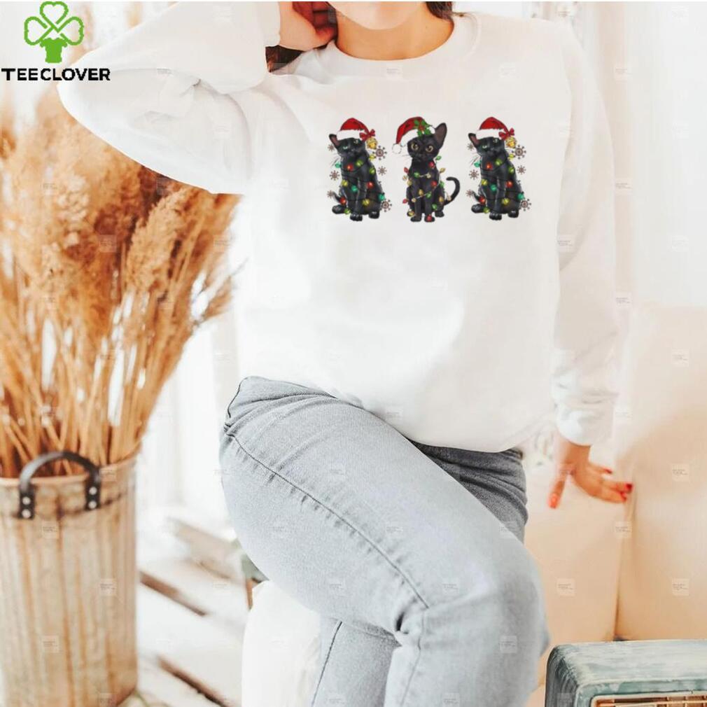 Santa Black Cats Light Christmas Shirt Santa Black Cats Light Christmas Shirt