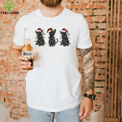 Santa Black Cats Light Christmas Shirt