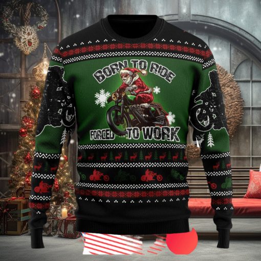 Santa Born To Ride Ugly Christmas Sweater
