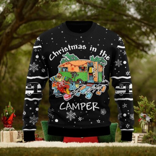 Santa Camping Ugly Christmas Sweater Gift Men Women