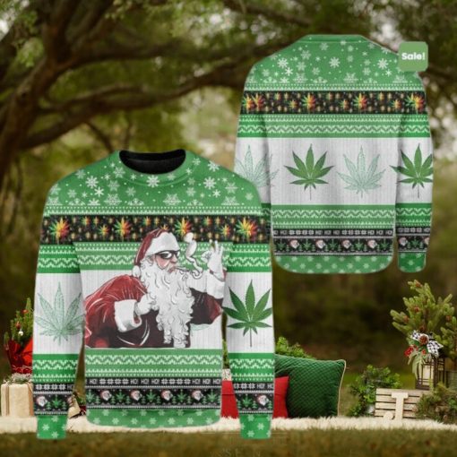 Santa Cannabis Plants Ugly Christmas Sweater Gift Man Women Kid