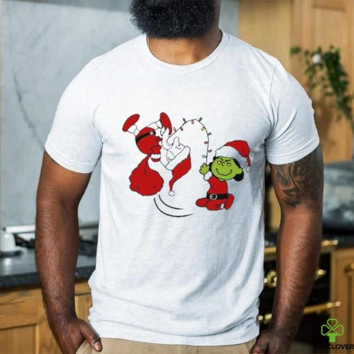 Santa Charlie Brown and Lucy Van Pelt Grinch Christmas t shirt