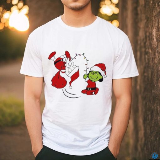 Santa Charlie Brown and Lucy Van Pelt Grinch Christmas t shirt