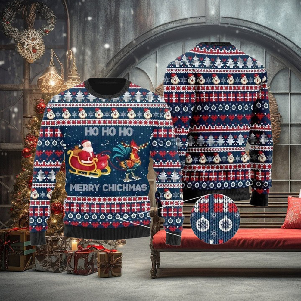Santa Claus And Chicken Ugly Sweater Santa Claus And Chicken Ugly Sweater