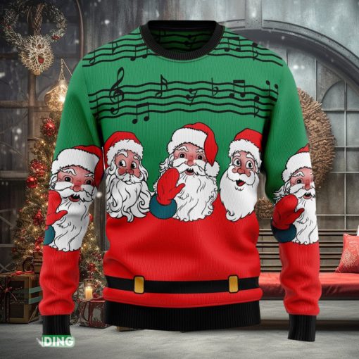 Santa Claus And Music Notes Ugly Christmas Sweater Family Christmas Gift