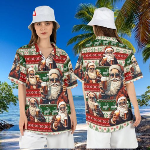 Santa Claus Beer Ugly Christmas Hawaiian Shirt