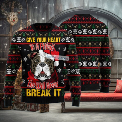 Santa Claus Bulldog Face Black Naughty Ugly Sweater