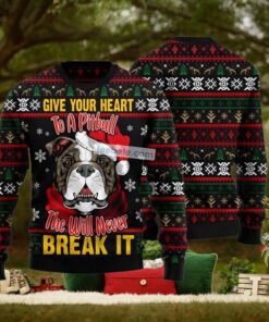 Santa Claus Bulldog Face Black Naughty Ugly Sweater