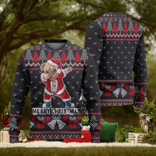 Santa Claus Cute Pug Dog Ugly Christmas Sweater Knitted Gift For Men And Women