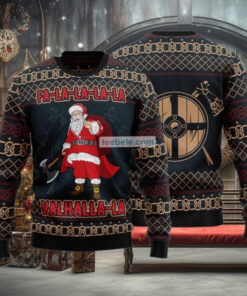 Santa Claus Falalala Valhallala Viking Christmas Sweaters On Sale