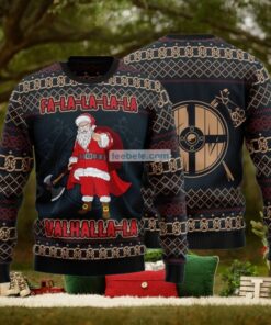 Santa Claus Falalala Valhallala Viking Christmas Sweaters On Sale