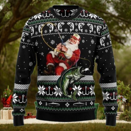 Santa Claus Fishing Funny Ugly Christmas Sweaters For Men