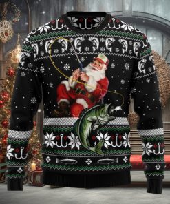 Santa Claus Fishing Ugly Christmas Sweater Thankgiving Gift Men Women