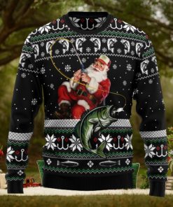 Santa Claus Fishing Ugly Christmas Sweater Thankgiving Gift Men Women