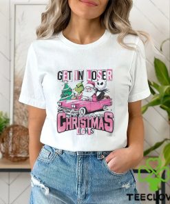 Santa Claus Grinch And Jack Skellington Get In Loser We’re Going To See Christmas Lights Shirt