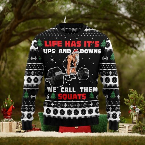 Santa Claus Gym Life Has Ups And Downs Call Sweater Christmas Xmas Sweater